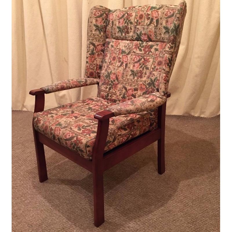 High Wing Back Armchair - Easy Chair - Floral Pattern OAP Chair