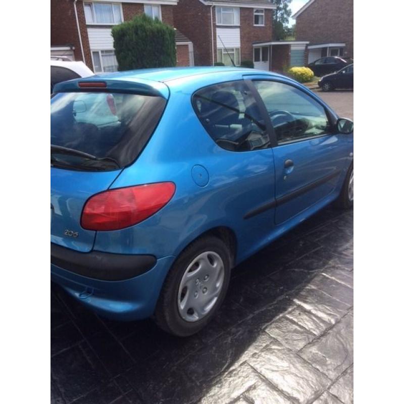 PEUGEOT 206 1.4 LX REG 2002 MET BLUE 3 DOOR LOW MILEAGE 7O351 MOT CLEAN TIDY RELIABLE CAR