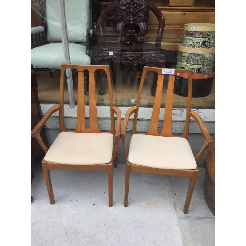 6 x Nathan Teak Dining Chairs , 4 chairs and 2 carver chairs . Free local delivery