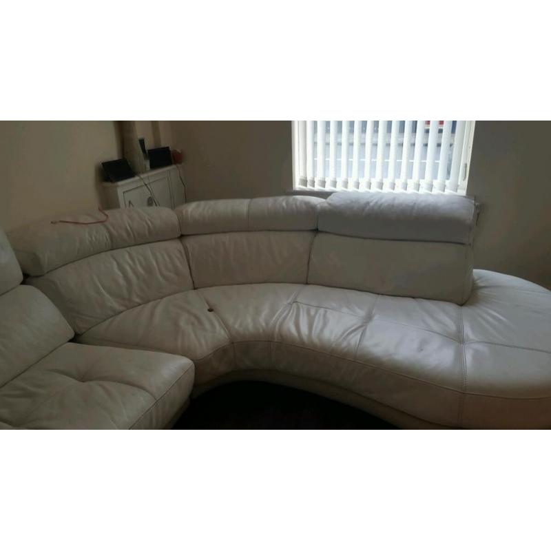 White corner leather sofa