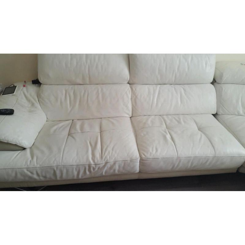 White corner leather sofa