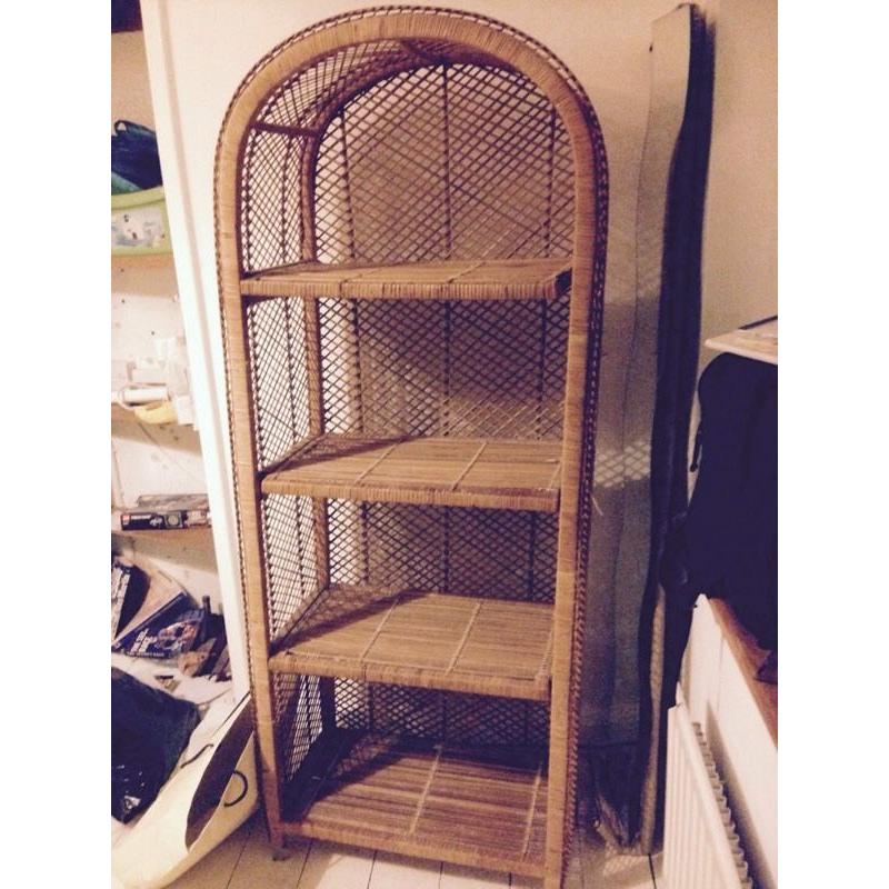 Bookcase, shelved wickerwork