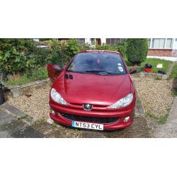 2003 1.6 Peugeot 206cc Allure Metallic Red, Convertible, Leather Interior