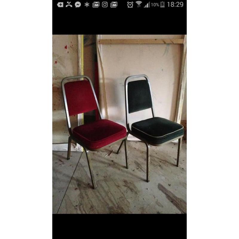 Vintage Velvet Red and Green Cushioned Chairs multiples available Home, Office, Theatre, Restaurant