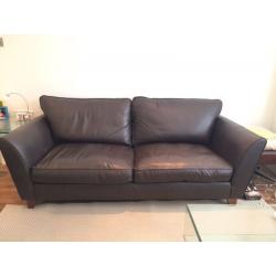 M&S Brown Leather 3 Seater Sofa