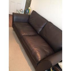 M&S Brown Leather 3 Seater Sofa