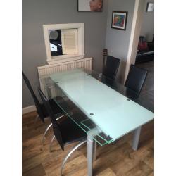 Dining room table & 4 black chairs