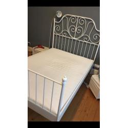 IKEA white metal framed bed and foam mattress