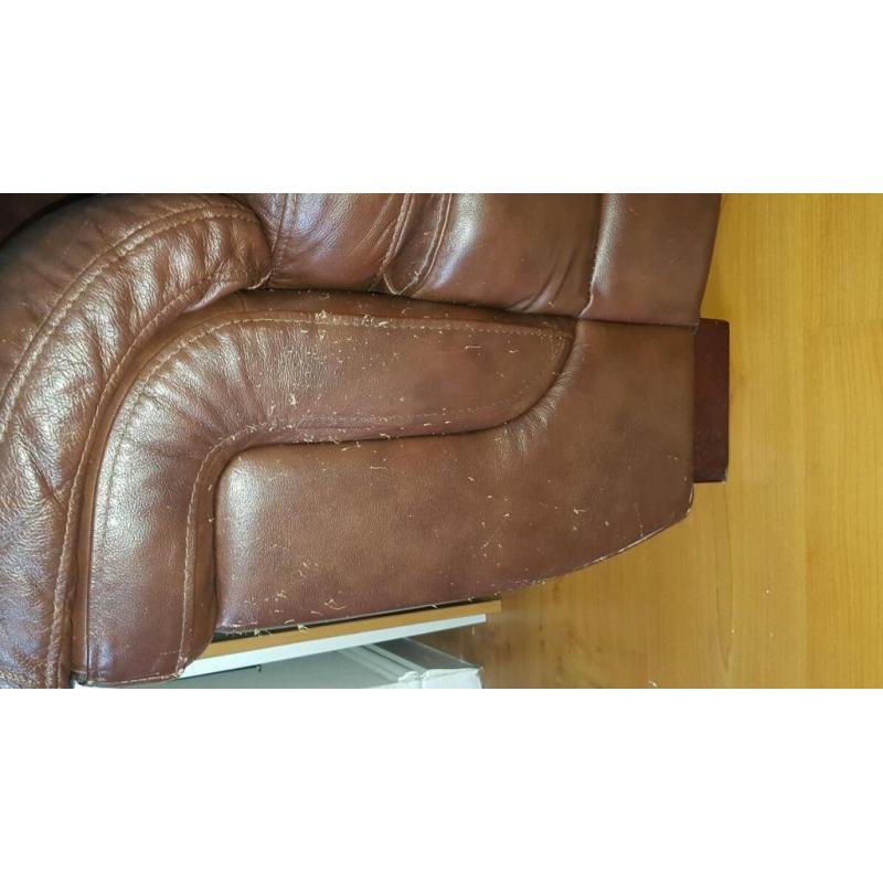 Brown Leather Suite. Collection Only