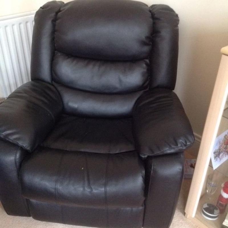 Black Leather recliner with massage function