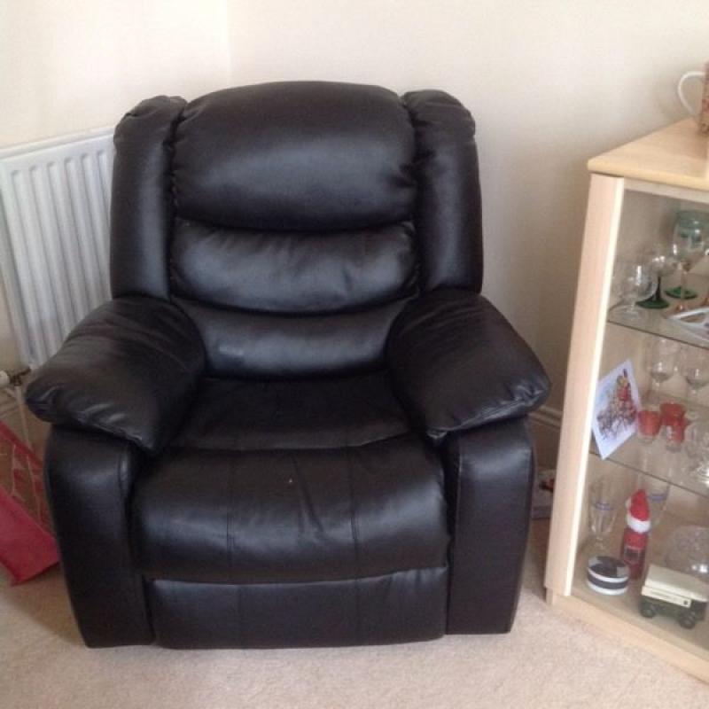 Black Leather recliner with massage function