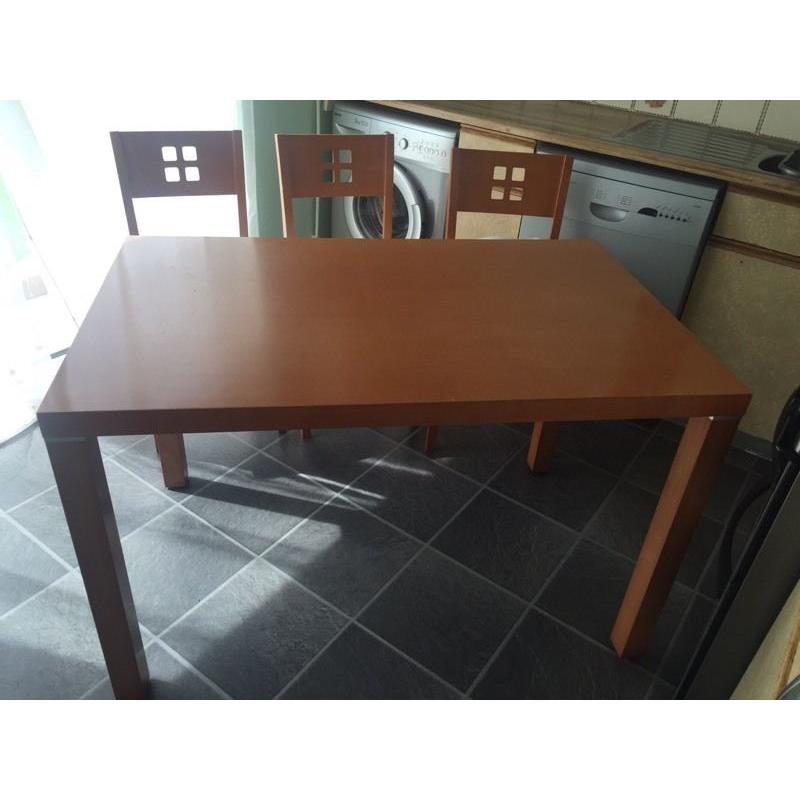 Wooden table and 3 chairs