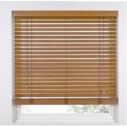 BRAND NEW IN BOX TAWNY WOODEN VENETIAN BLINDS WITH 5CM (2INCH) SLATS 120CMX230CM