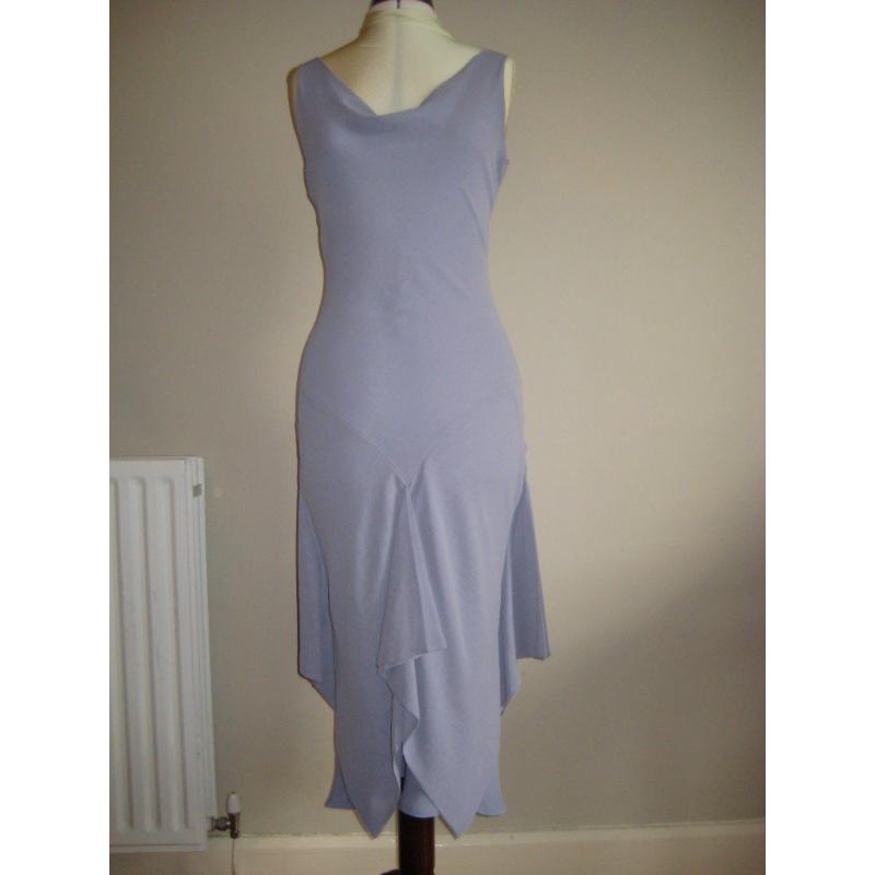 Pale lilac/blue Dress. Size EUR M, US 8. Cowl neck, bias cut