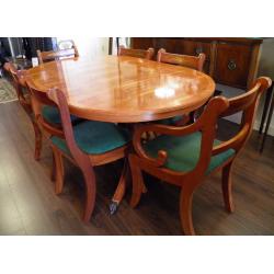 Lovely Yew Extending Dining Table & Eight Chairs - WE CAN DELIVER