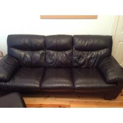 Leather DFS sofa dark brown