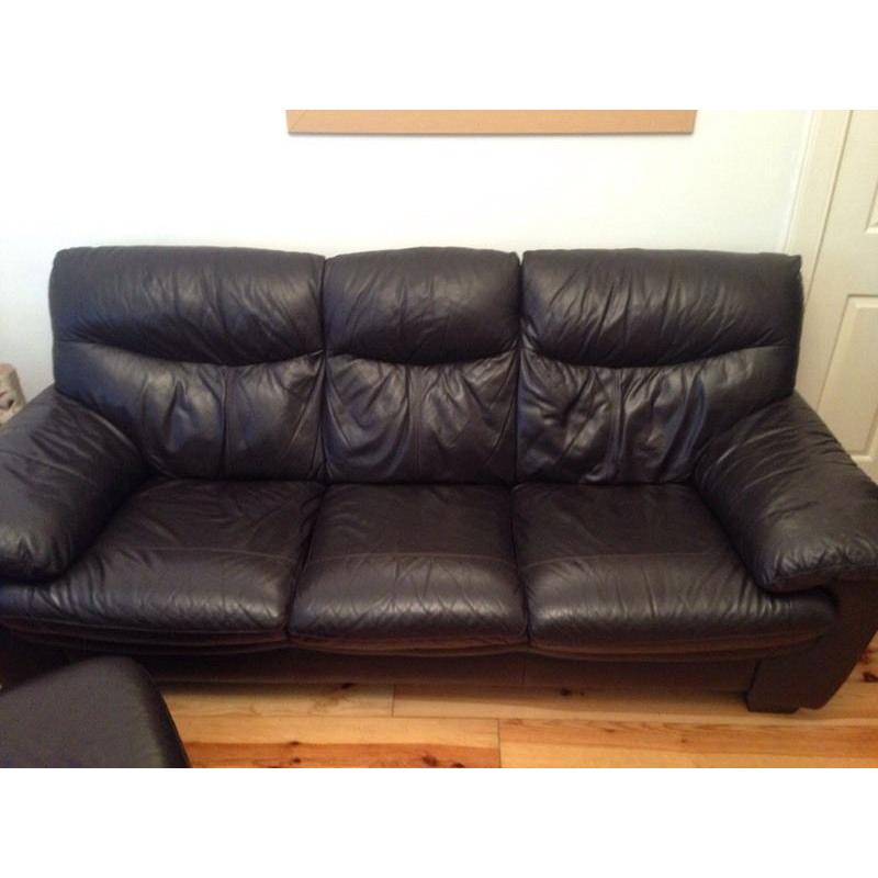 Leather DFS sofa dark brown