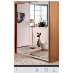 Beech mirrored doors sliding wardrobe