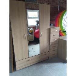 WARDROBE, BEDSIDE CABINET & DRESSER