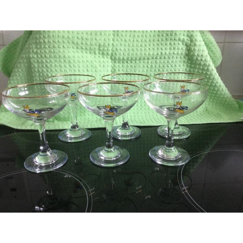 BABYCHAM GLASSES - COMPLETE SET OF 6 - COLLECTABLE