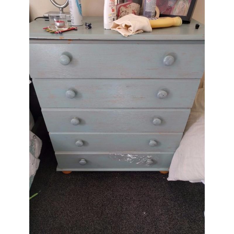 Blue paint chest of drawers