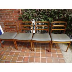 Vintage Mid Century Teak Ladder Back Dining Chairs x 4