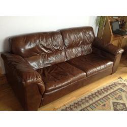 Dark brown leather three seater settee. Excellent condition.