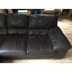 brown Leather Corner Sofa from DFS