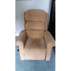 Electrically operated reclining chair in excellent condition. Gold / beige in colour