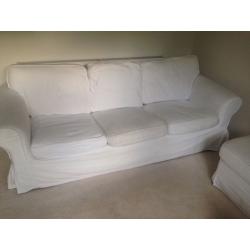 IKEA Ecktorp 3 seater plus 2 seater sofa + footstool - off white covers