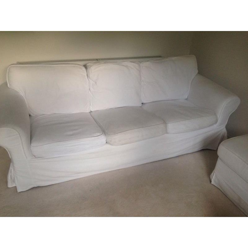 IKEA Ecktorp 3 seater plus 2 seater sofa + footstool - off white covers