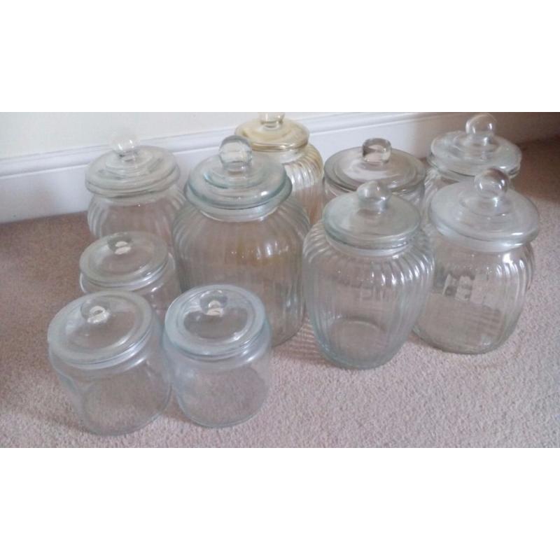 **** 10 SWEET/BISCUIT GLASS JARS ***