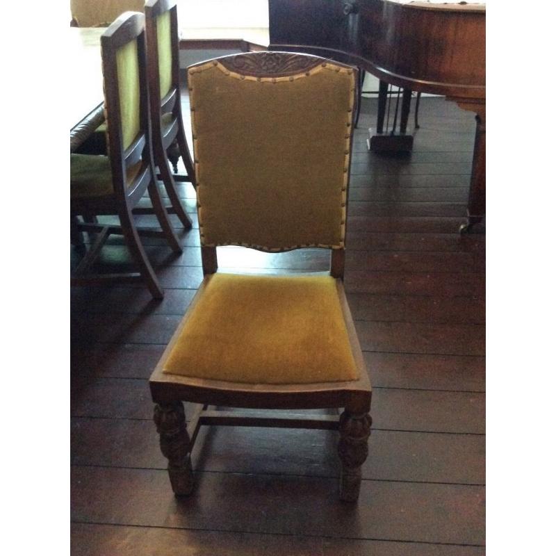 8 Dark Wood Oak Dining Chairs Antique Victorian