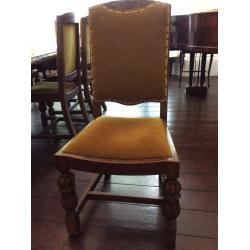 8 Dark Wood Oak Dining Chairs Antique Victorian