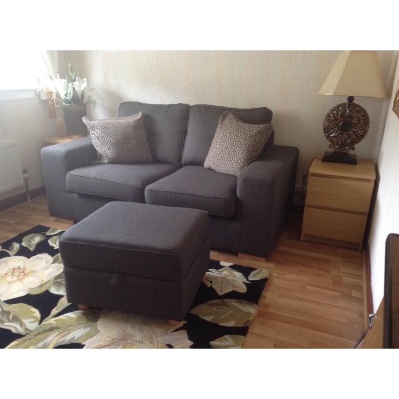 TWO SETTER BED SOFA WITH FOOT STOOL AND CUSHIONS