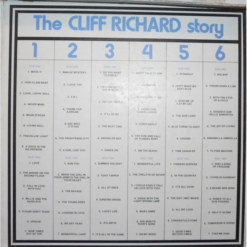 EMI 6 VINYL LPs BOX SET, THE CLIFF RICHARD STORY, featuring the shadows.