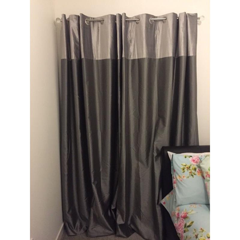 Grey/silver curtains 90" drop