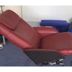 Red recliner and foot stool