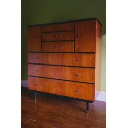 LARGE VINTAGE RETRO MID CENTURY TEAK CUPBOARD SIDEBOARD CABINET DRAWERS STORAGE 1950s 1960s