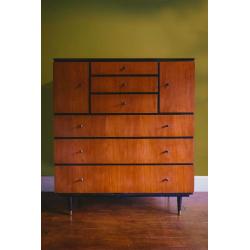 LARGE VINTAGE RETRO MID CENTURY TEAK CUPBOARD SIDEBOARD CABINET DRAWERS STORAGE 1950s 1960s