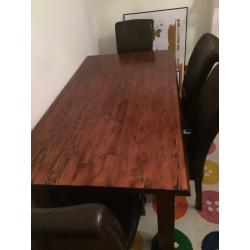 Pine dining table with 4 chairs