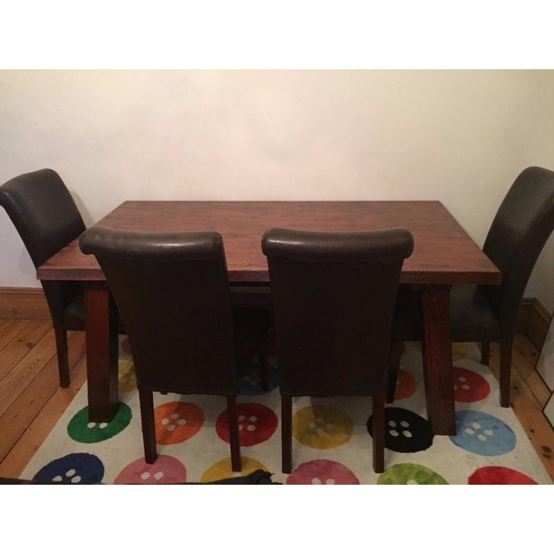 Pine dining table with 4 chairs