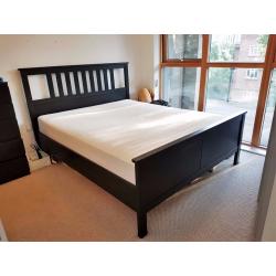 HEMNES Black Wooden King Size Bed