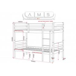 Brand New Solid Brazilian Pine Wood Bunk Bed Frame in White colour with Foam Mattresses, Kids Single