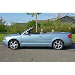 Stunning Audi A4 1.8T Convertible 2005 FSH Pale Blue low mileage, MOT til May 2017