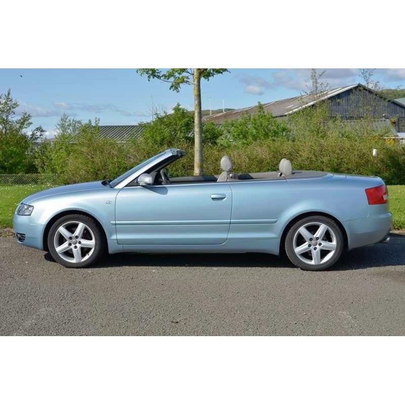 Stunning Audi A4 1.8T Convertible 2005 FSH Pale Blue low mileage, MOT til May 2017