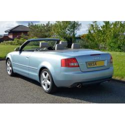 Stunning Audi A4 1.8T Convertible 2005 FSH Pale Blue low mileage, MOT til May 2017