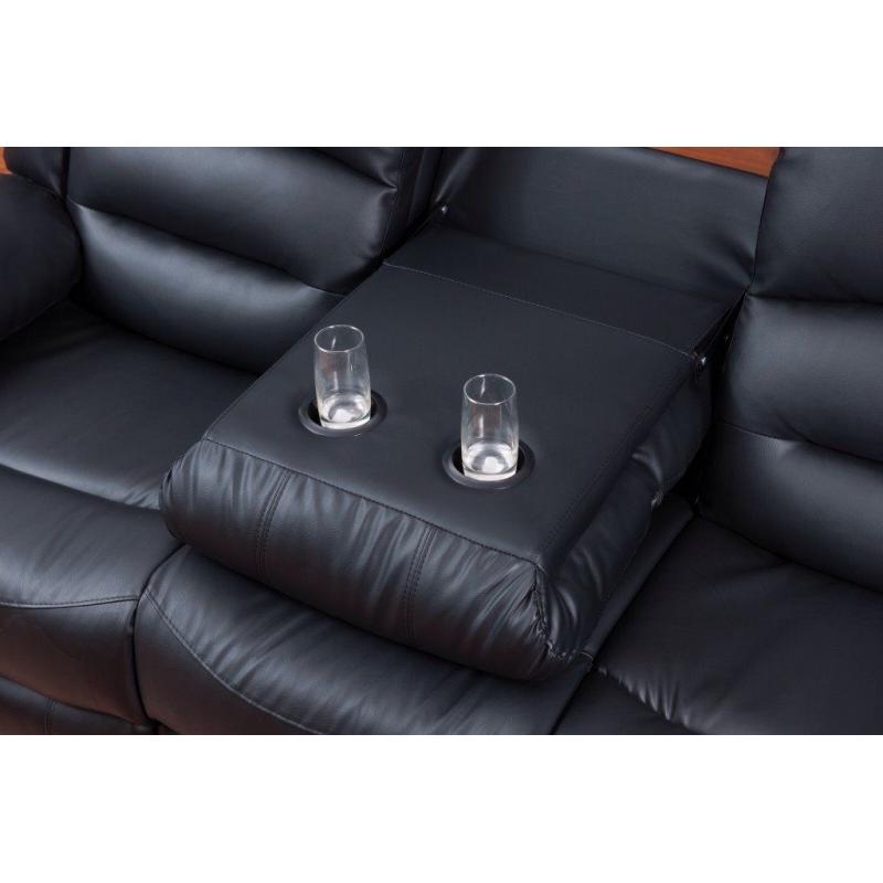 *-*-* SALE *-*-* NEW Leather Recliner Sofas FREE Delivery Miami Black