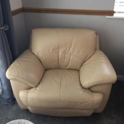 Cream leather armchair