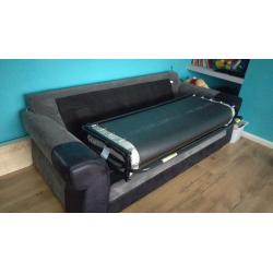 1X GREY AND BLACK DFS SOFA DOUBLE BED 2 BIG CUSIONS 3 SEATER